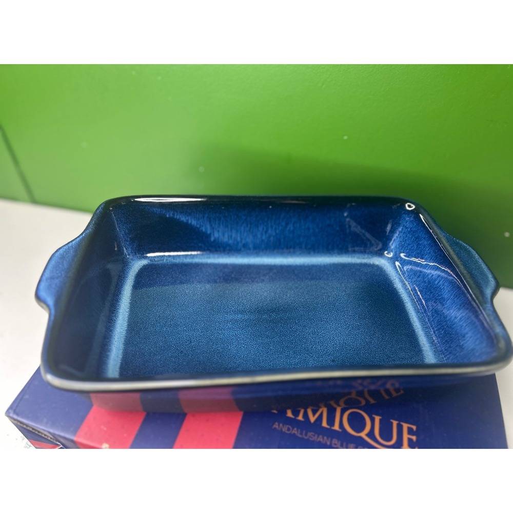 Basque Ceramique Andalusian Blue Stoneware 13 inch Rectangular Baker AB002 - Picture 7 of 8